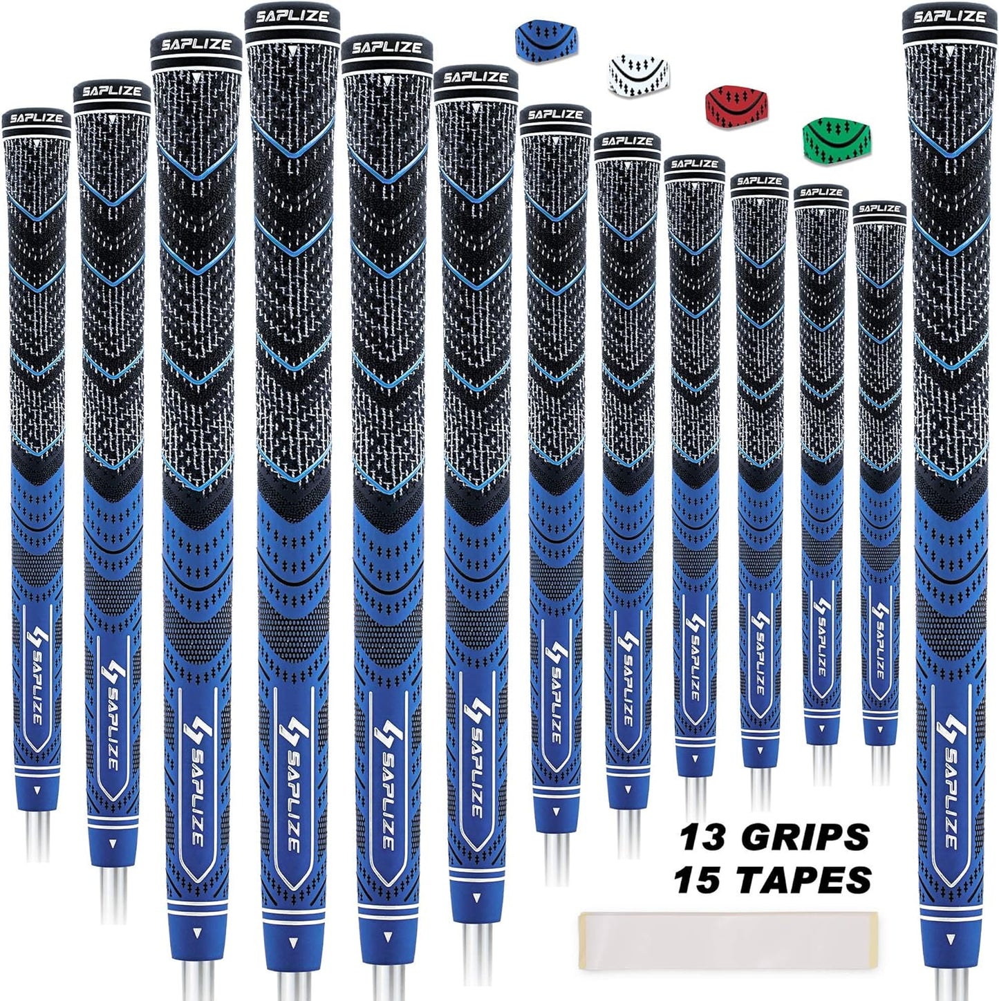 13 Golf Grips,4 Colors Available, with Tapes or with Sovlent Kit, Compound Hybrid Rubber Golf Club Grips, Standard/Midsize