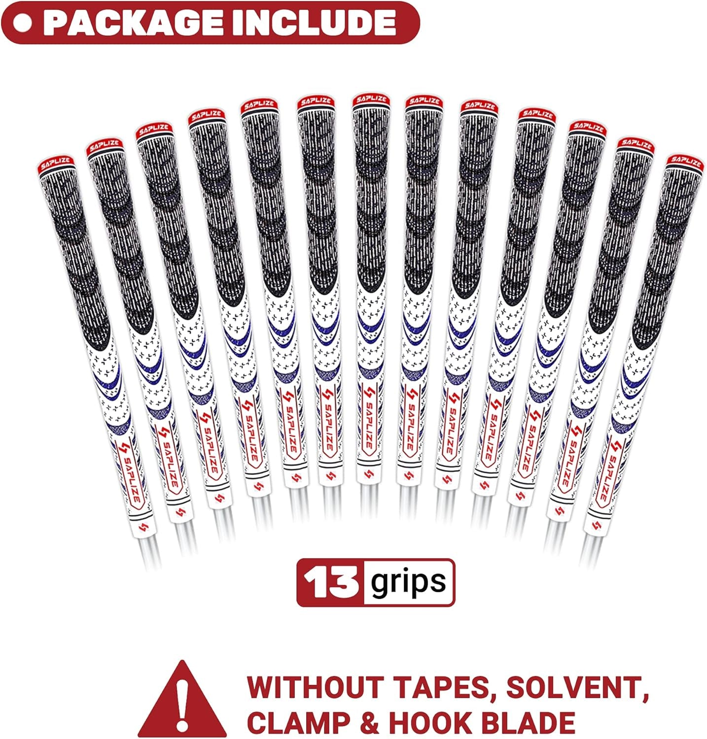 13 Golf Grips, Standard, All Weather Multi Compound Hybrid Golf Club Grips, White