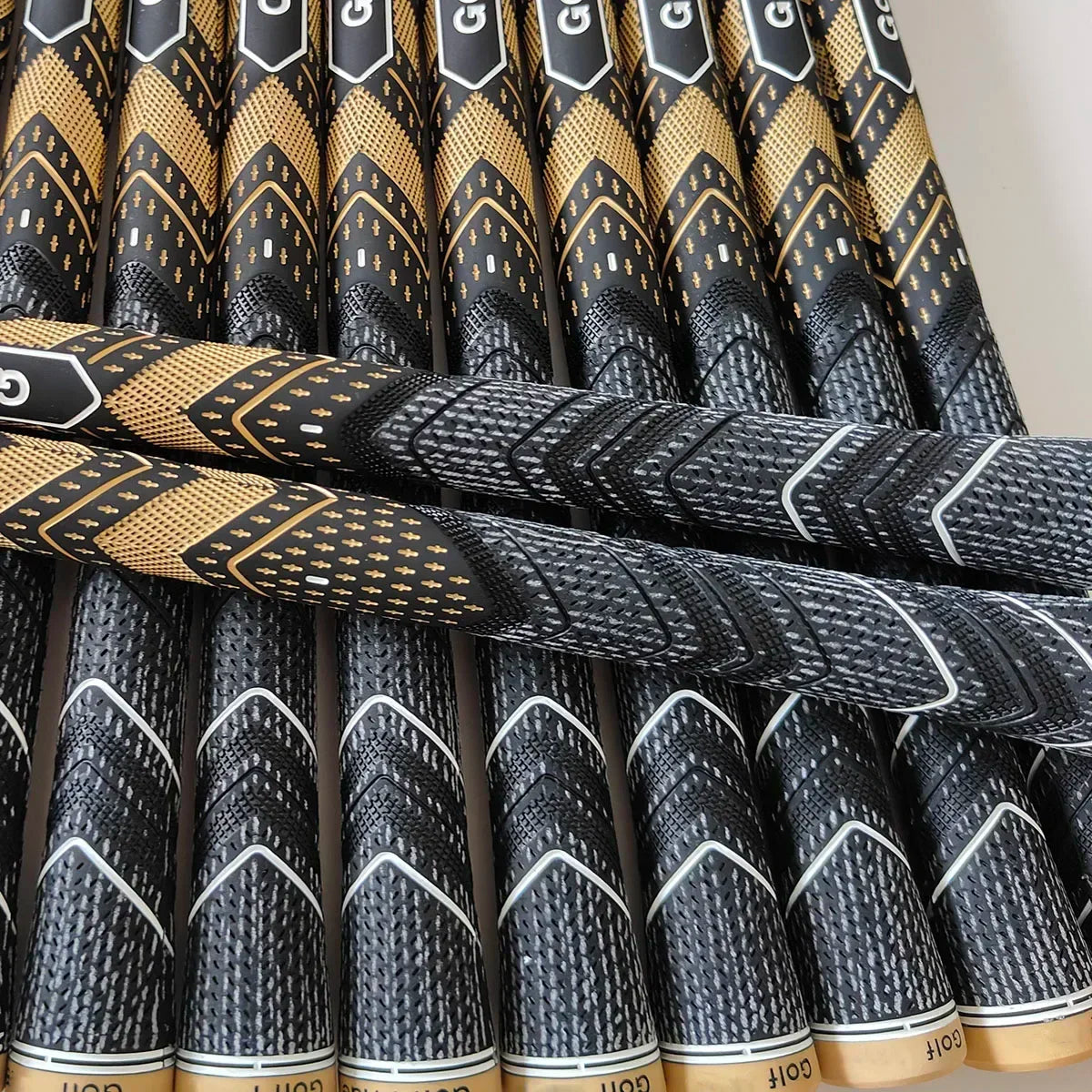13Pcs Standard/Midsize TEAMS Golf Grip Rubber Golf Grips 5Pcs Cotton Yarn Golf Club Grips Iron and Wood Grip Universal Golden