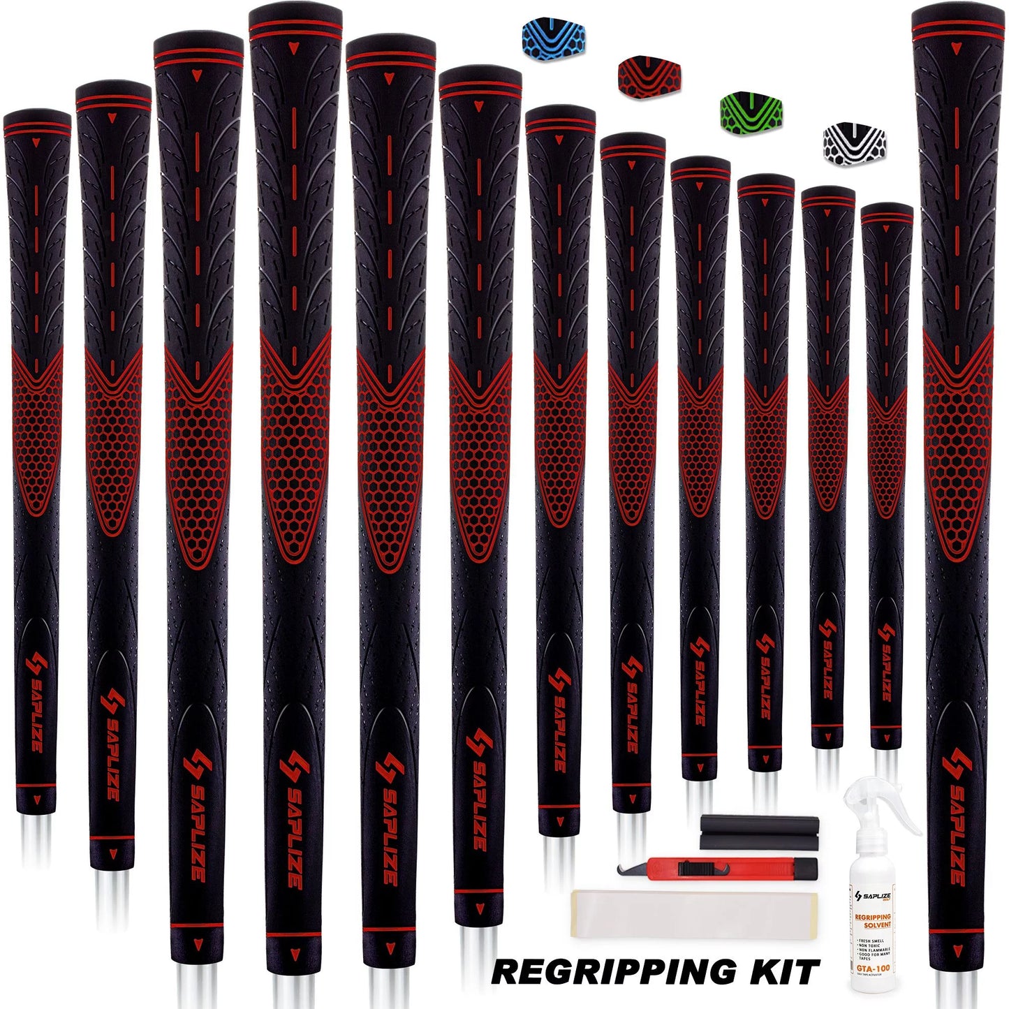 13 Golf Grips with Complete Regripping Kit, 4 Colors Available, Standard/Mid Golf Club Grips