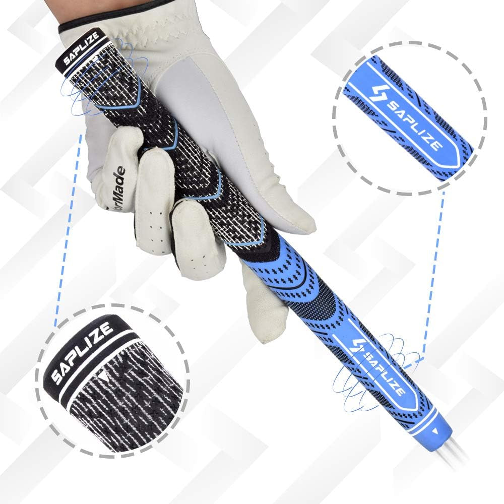 13 Golf Grips，4 Colors Available, with Tapes or with Sovlent Kit, Compound Hybrid Rubber Golf Club Grips, Standard/Midsize